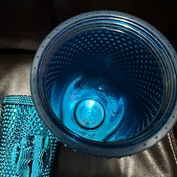 3 bundle Starbucks Chrome blue studded cups & keychain set cold cups bundle - Picture 5 of 10